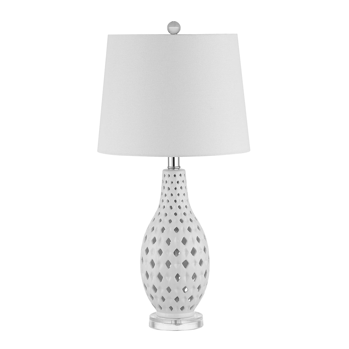 Lighting Collection Harlem Trellis White Ceramic 26-inch Bedroom Living Room Home