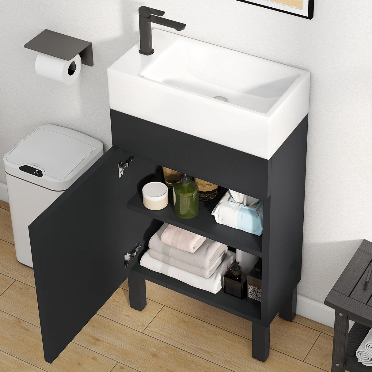 16 Inch Bathroom Vanity with Sink, Bathroom Cabinet Vanity for Small Space