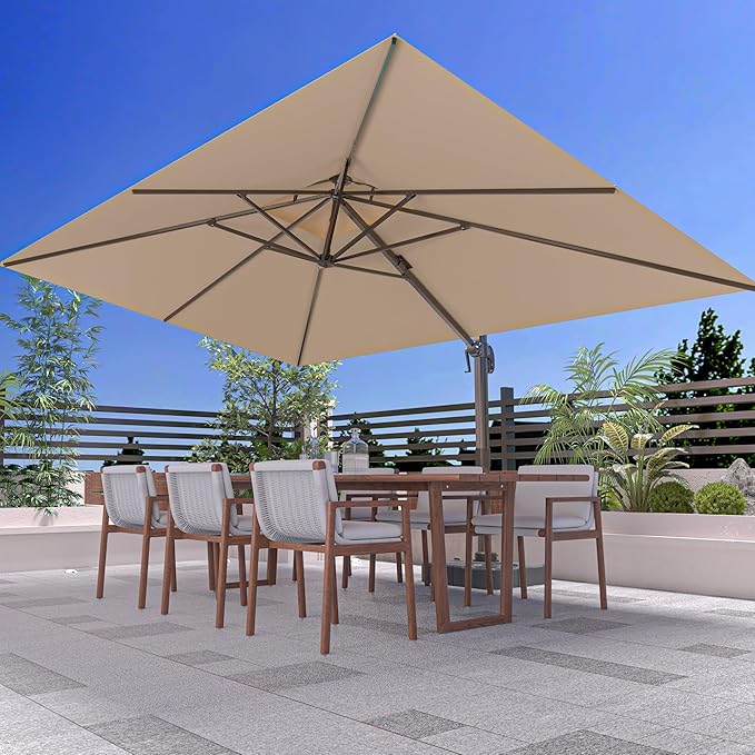 10' X 13' Outdoor Patio Umbrella Large Rectangle Cantilever Umbrella Heavy Duty 360