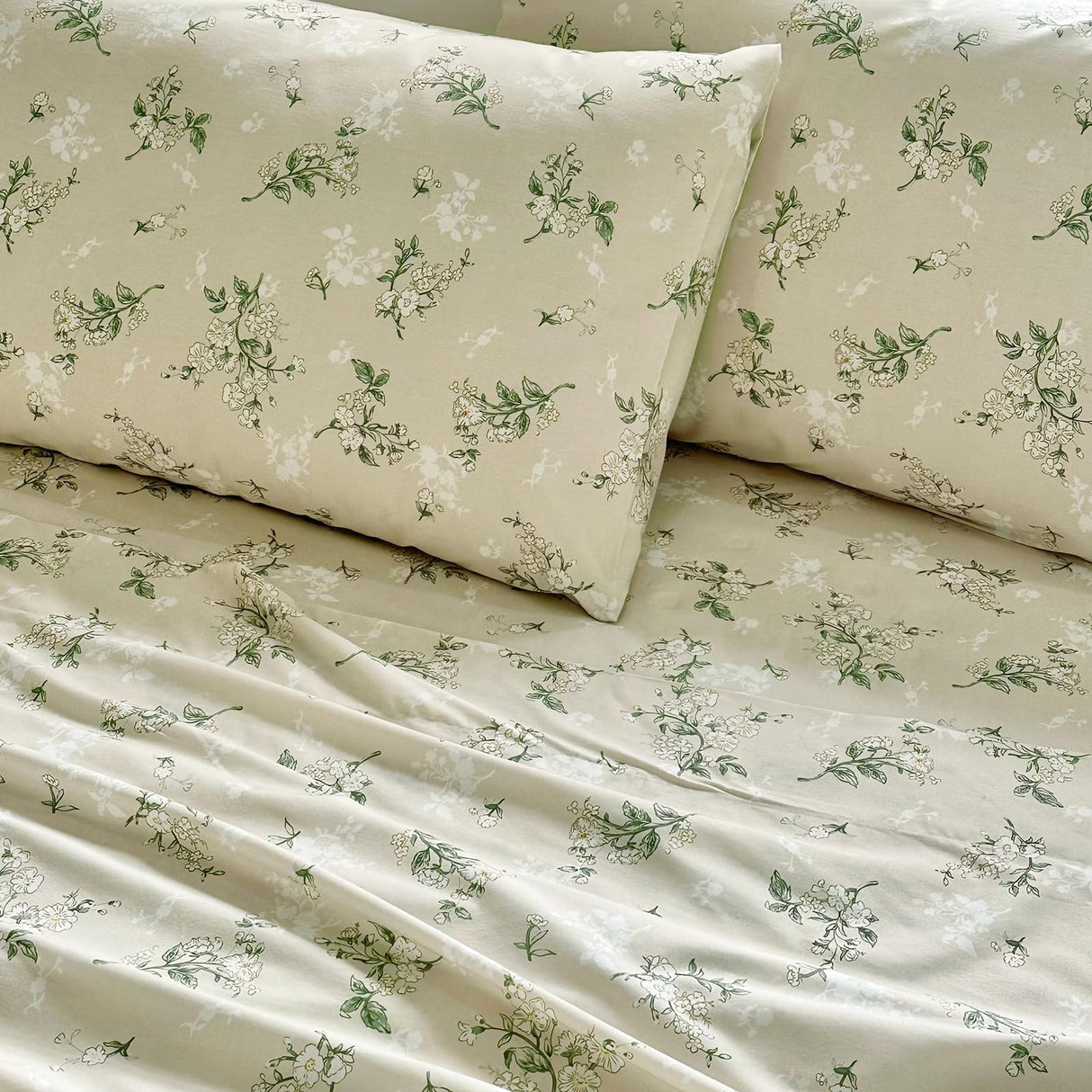 Floral Bed Sheets Queen - Cotton Sheet Deep Pocket up to 18 inch