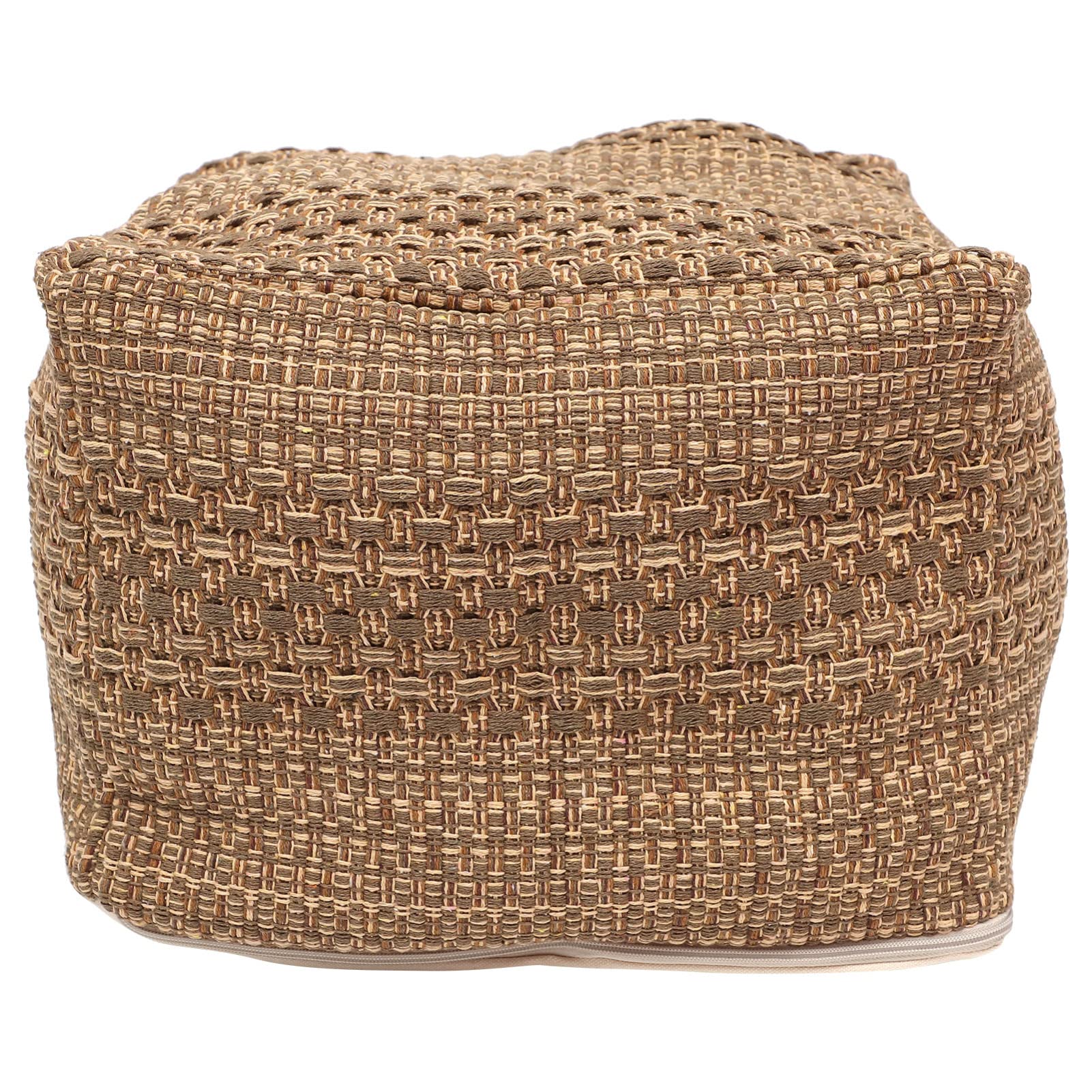 Pouf Ottoman Square Pouf Cover, Khaki, Cotton, Linen