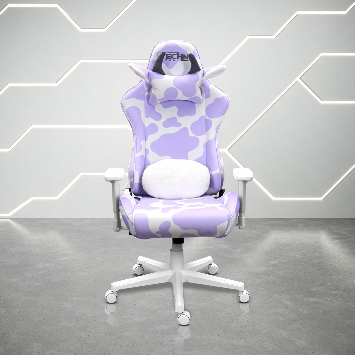 Gaming Chair - Lavender Purple Cow Print - Ergonomic Office Chair with Memory Foam