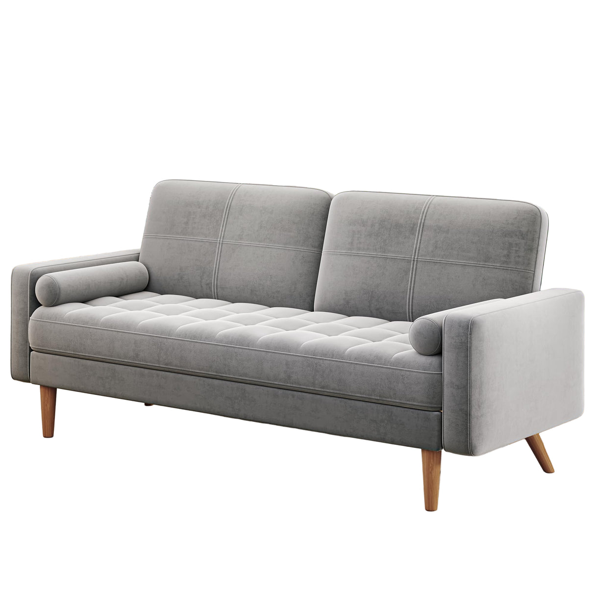 68" Velvet Loveseat Sofa with Tufted Seat - Mid-Century Modern Small Couch