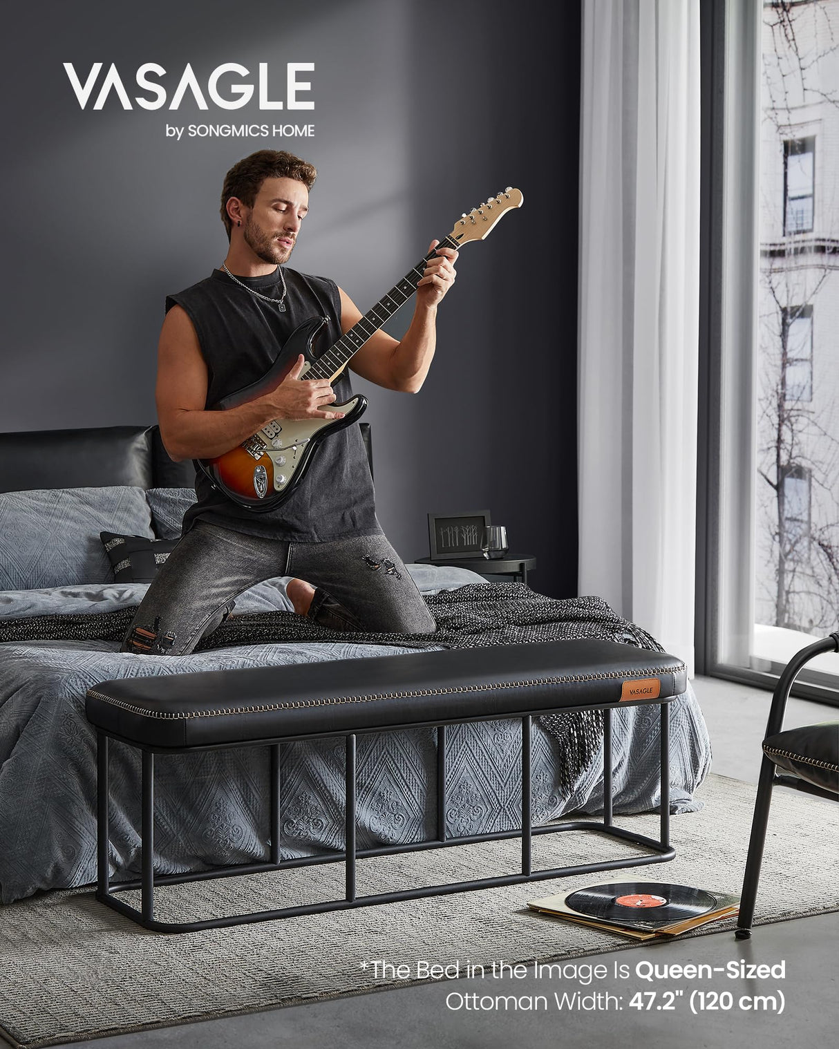 EKHO Collection - Bench for Entryway Bedroom, Synthetic Leather ULOM073B01