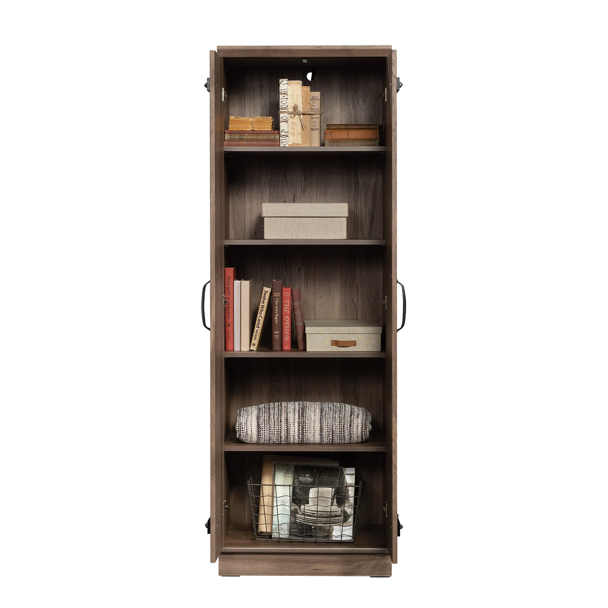 2-Door Farmhouse Storage Cabinet/Pantry cabinets, Salt Oak Finish