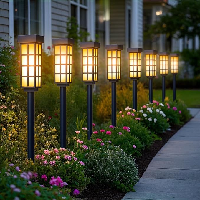 24" Solar Pathway Lights Outdoor, 8 Pack Bright Garden Light with Auto On/Off