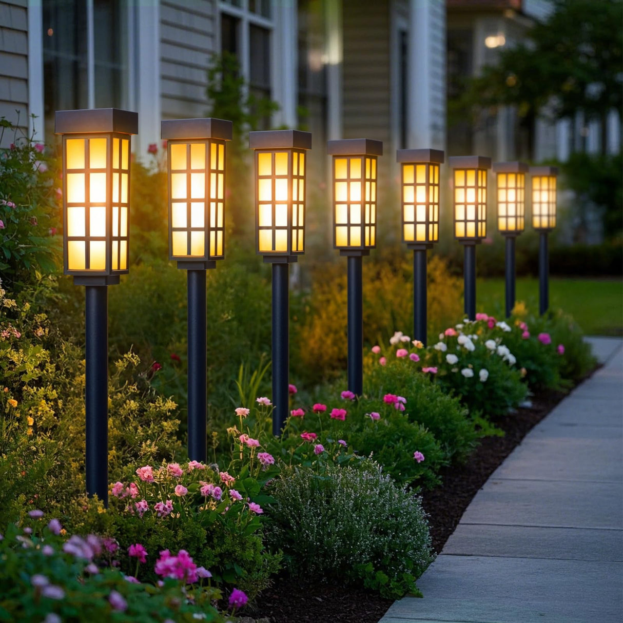 24" Solar Pathway Lights Outdoor, 8 Pack Bright Garden Light with Auto On/Off