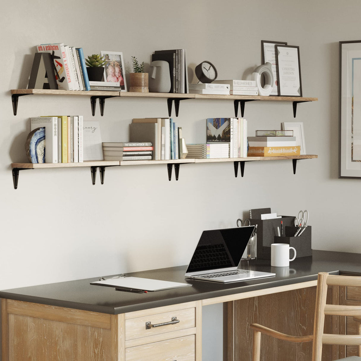 Arras Floating Shelves for Wall, 17"x 4.5" Rustic Bookshelf for Living Room Decor