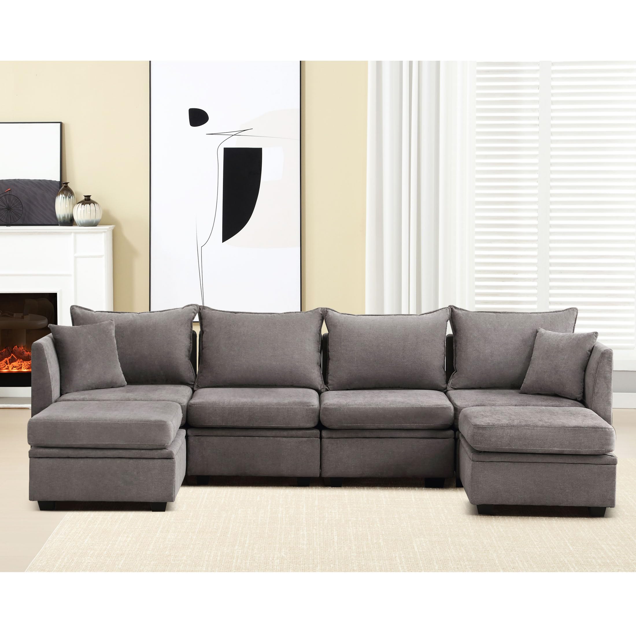 Modular Sectional Sofa, Convertible U Shaped Sofa Couch with Storage ...