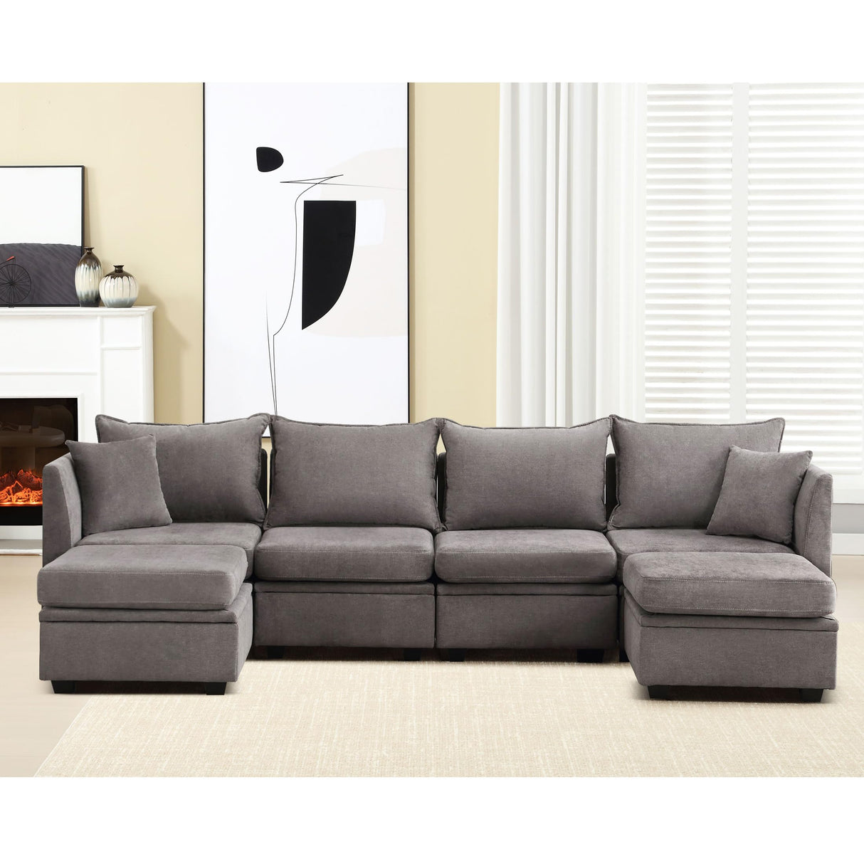 Modular Sectional Sofa, Convertible U Shaped Sofa Couch with Storage
