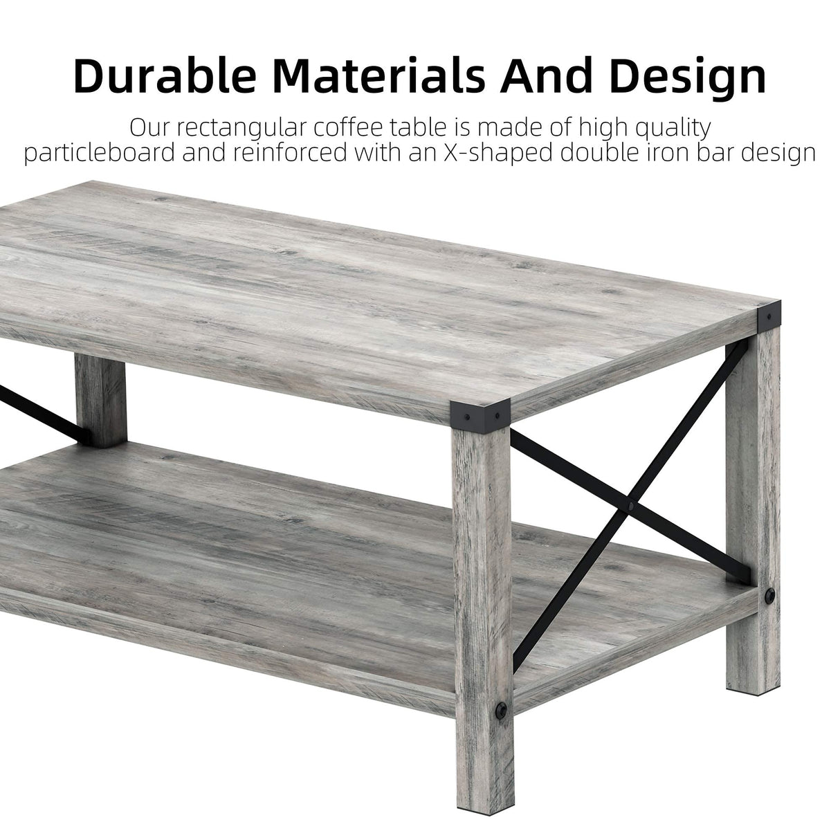 Rectangle Coffee Table 2-Tier Farmhouse Coffee Table