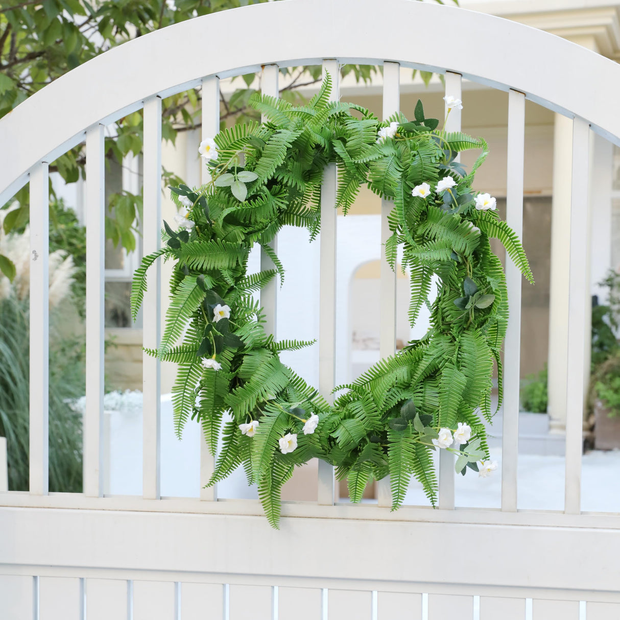 Artificial Hanging Plants, Fake Hanging Boston Fern Greenry Plant Faux Green