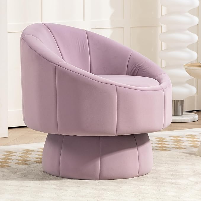 Accent Chair for Living Room Swivel Barrel Accent Chair,Swivel Chair 360°Sofa,Modern Comfy Chair Upholstered Small Round Chair with Velvet Fabirc, for Bedroom/Living Room/Office