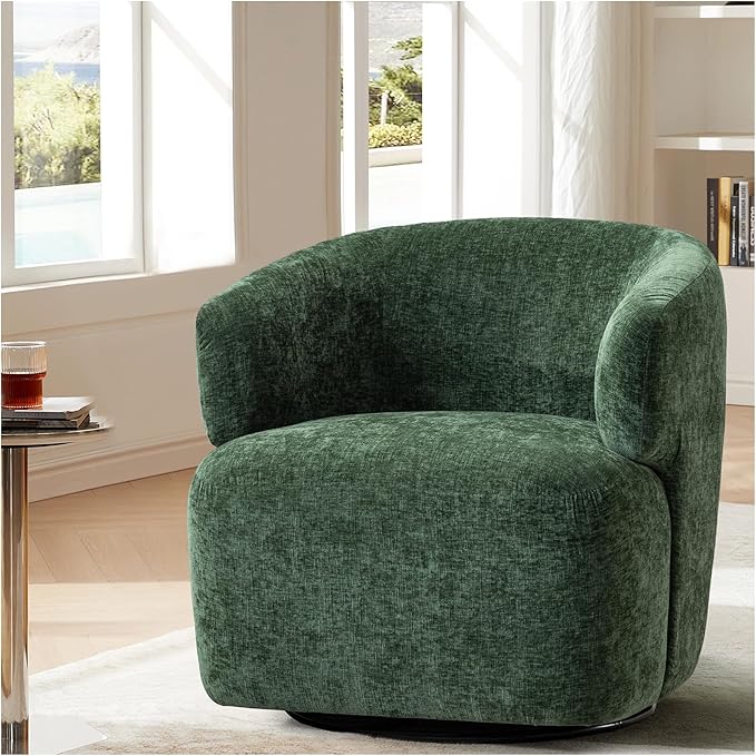 Swivel Accent Chair, Upholstered Fabric Barrel Chair Boucle Round Boucle Armchair
