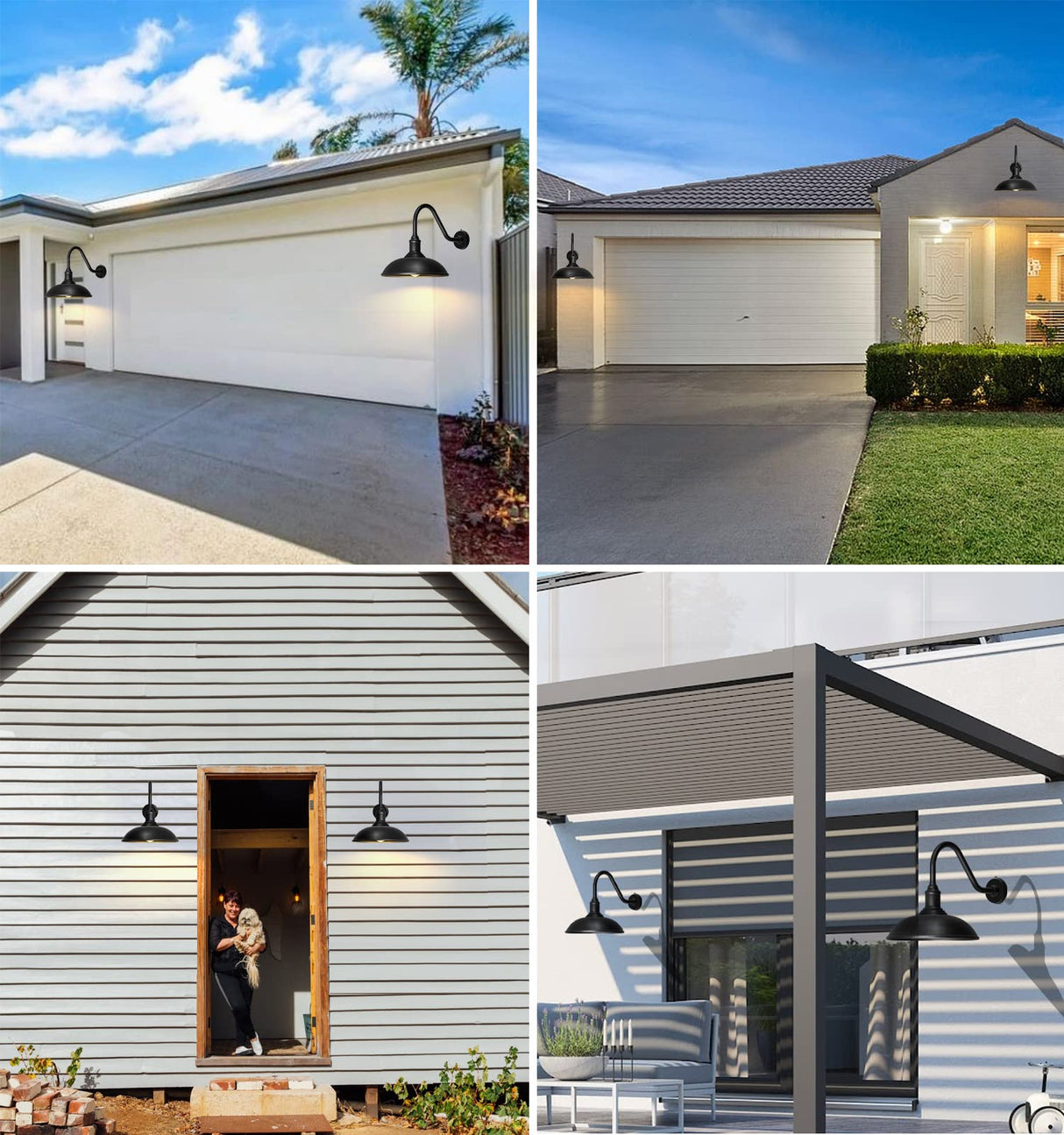 Outdoor Barn Light - 18 Inch Dusk to Dawn Large Exterior Fixture with Extended Arm Gooseneck Light