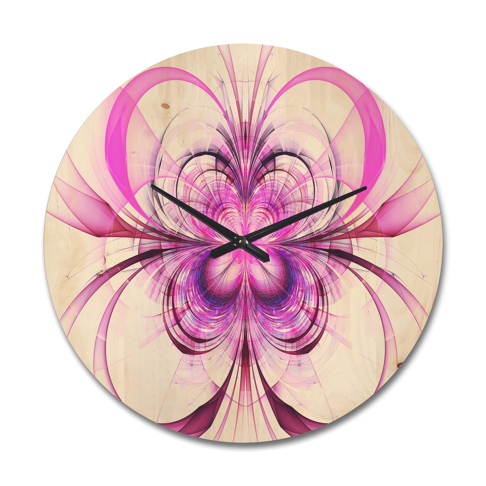 Fractal Purple Flower Pattern ' Modern Wood Wall Clock Large Decorative Modern