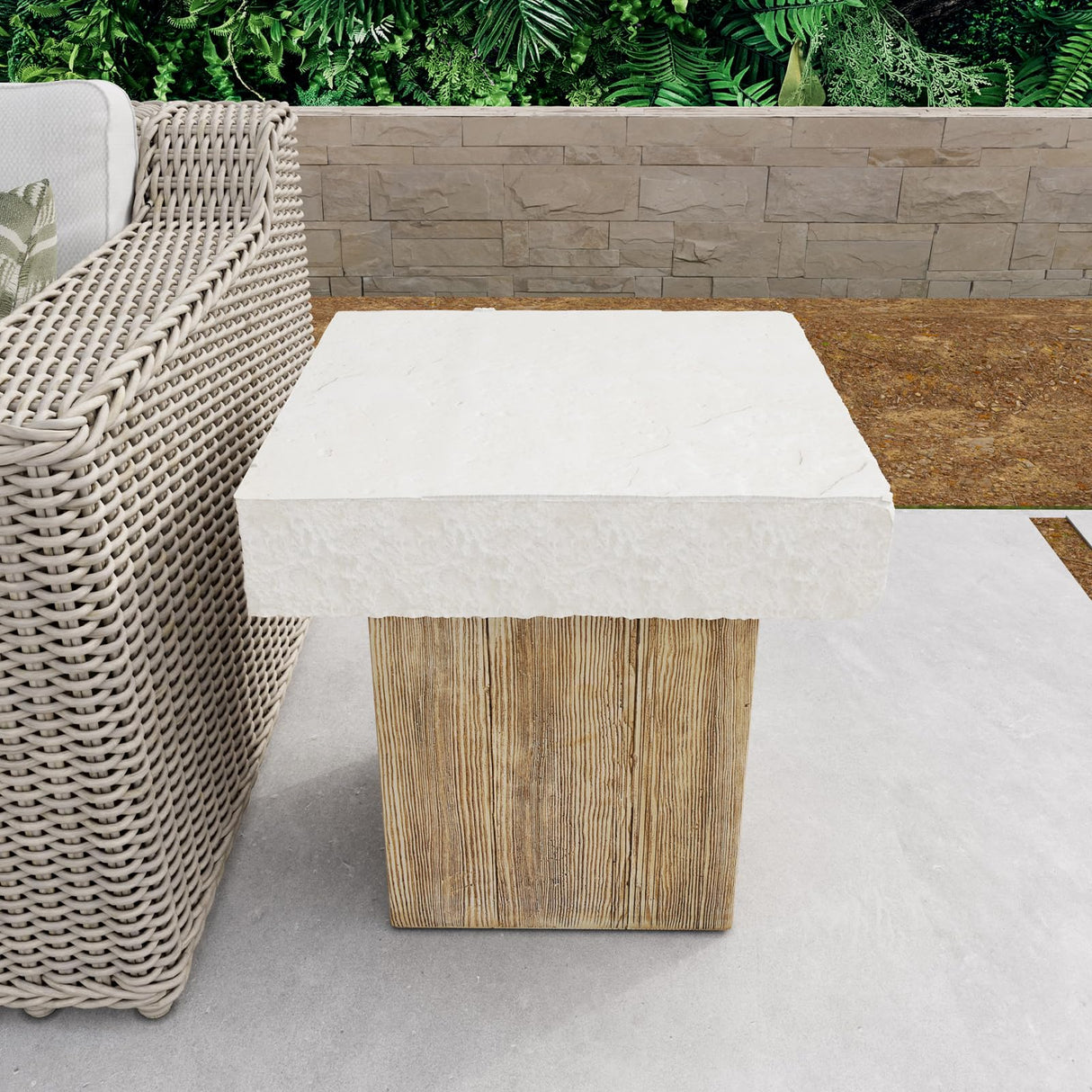 Medium Side Table, Patio Coffee Table, 19.7 inches Square MgO End Stool