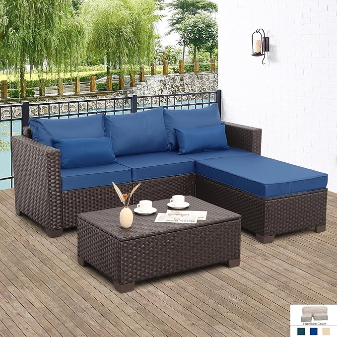 Patio Furniture Set 3 Pieces Outdoor Sectional Sofa Set Wicker Patio Furniture Outdoor l