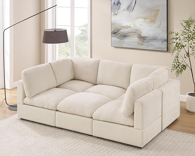 121" Modular Sectional Sofa, Convertible Sofa Couch Modular Sectional