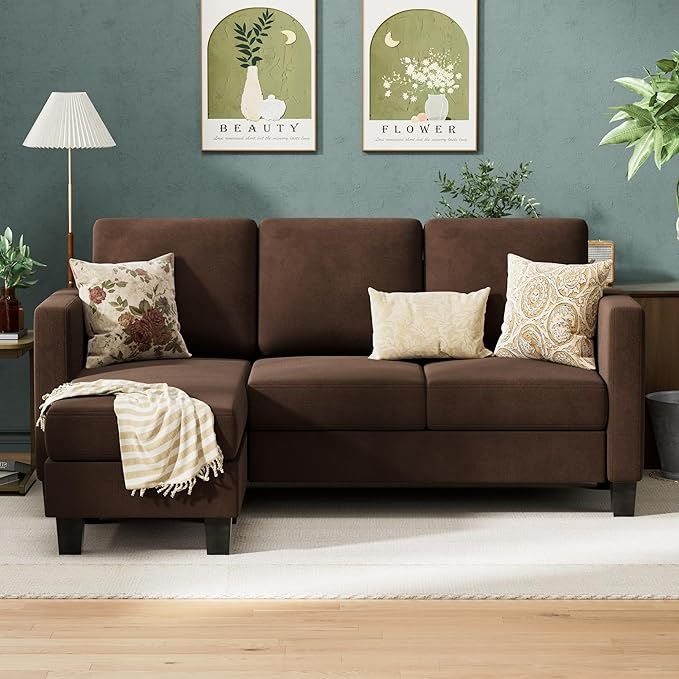 Sectional Sofa Couch, 3 seat L-Shaped Small Sofa