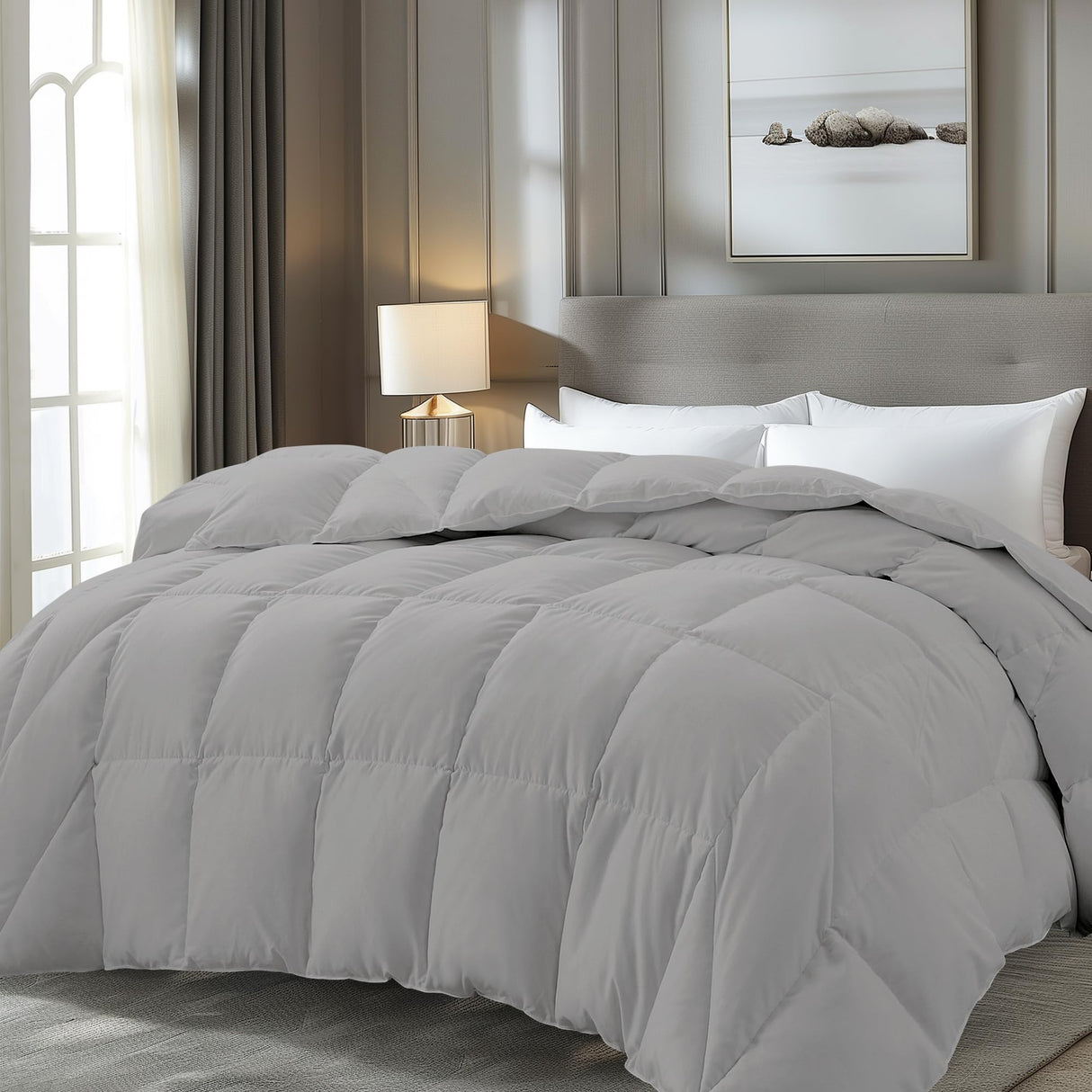 Feather and Down Comforter King Size, Lightweight Duvet Insert