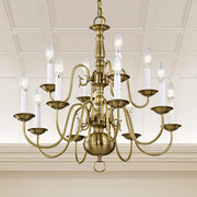 Lighting 5012-01 Williamsburg 12 Light Two Tier (8+4) Antique Brass Chandelier
