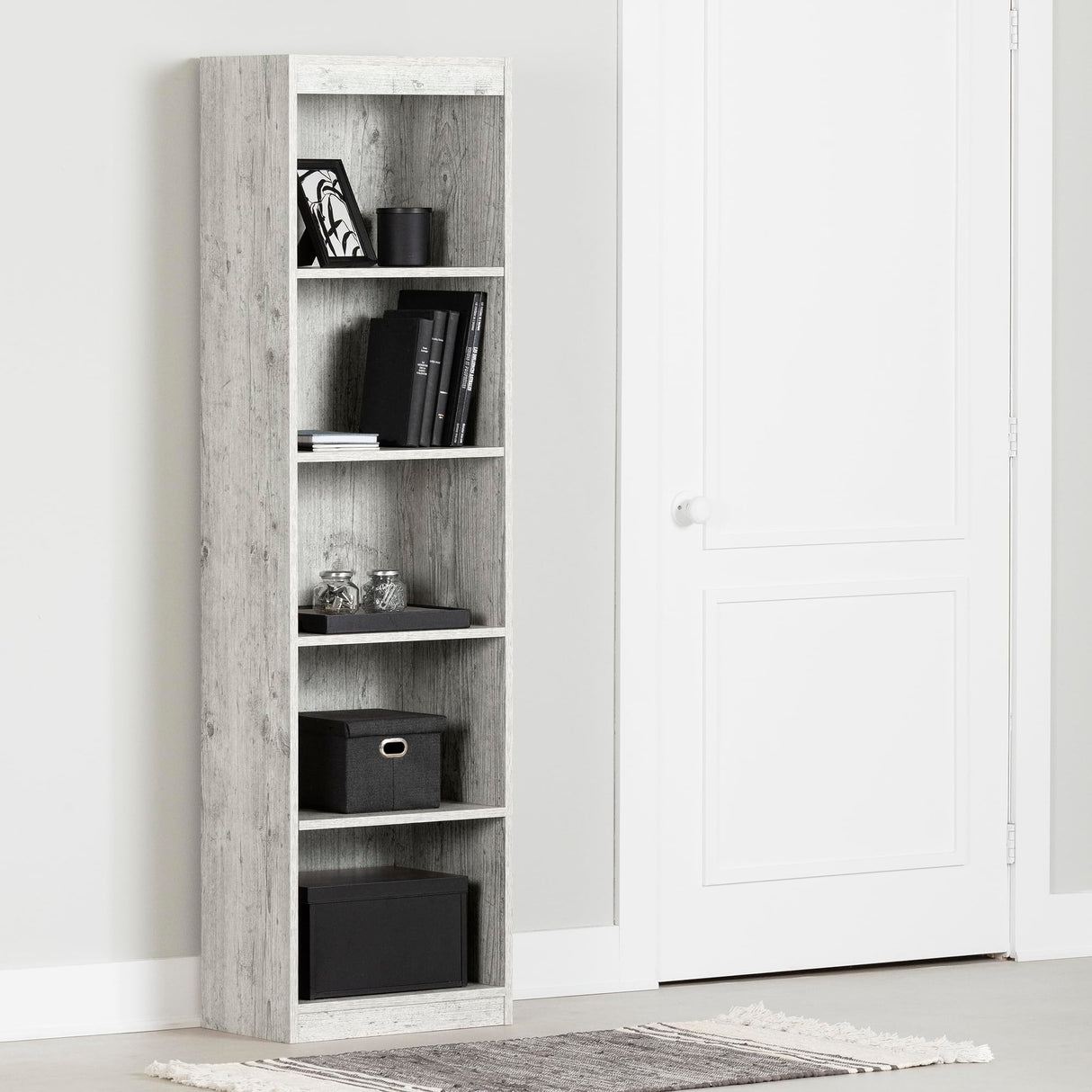 Axess 5-Shelf Narrow Bookcase Seaside Pine, Contemporary