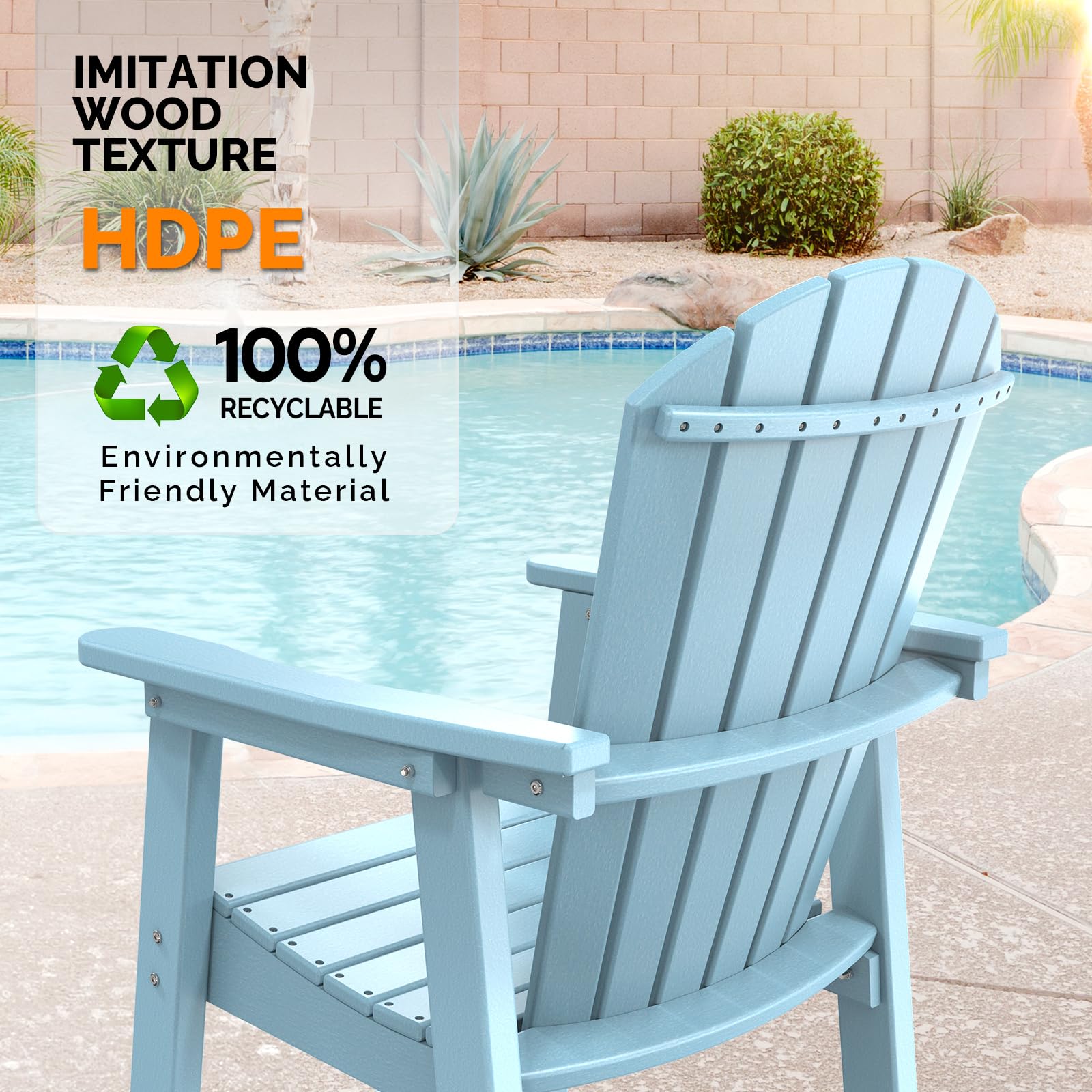 Tall Adirondack Chair HDPE Adirondack Bar Stools with Cup Holder 1 Prsc