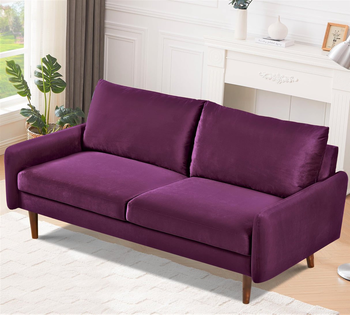 Kent Modern Velvet Sofa, Comfortable 3 Seater Couch for Living Rooms