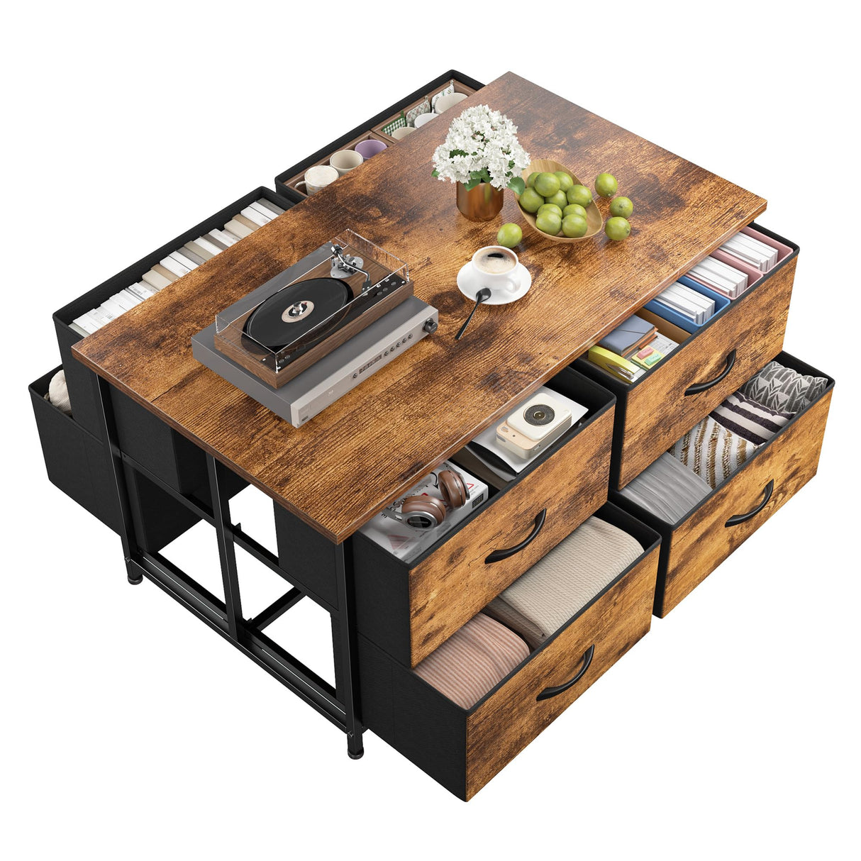 Coffee Table with Storage for Living Room, Rustic Brown Center Table with Drawer