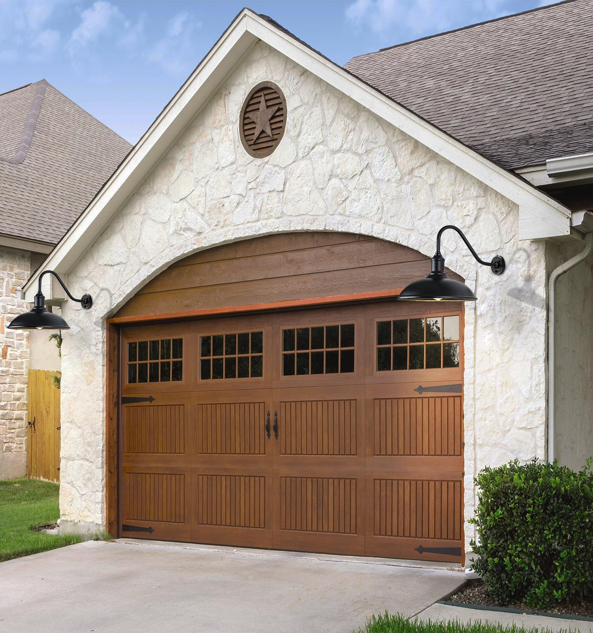 Large 18in Dusk to Dawn Outdoor Barn Lights, Classic Gooseneck Light Up The Night