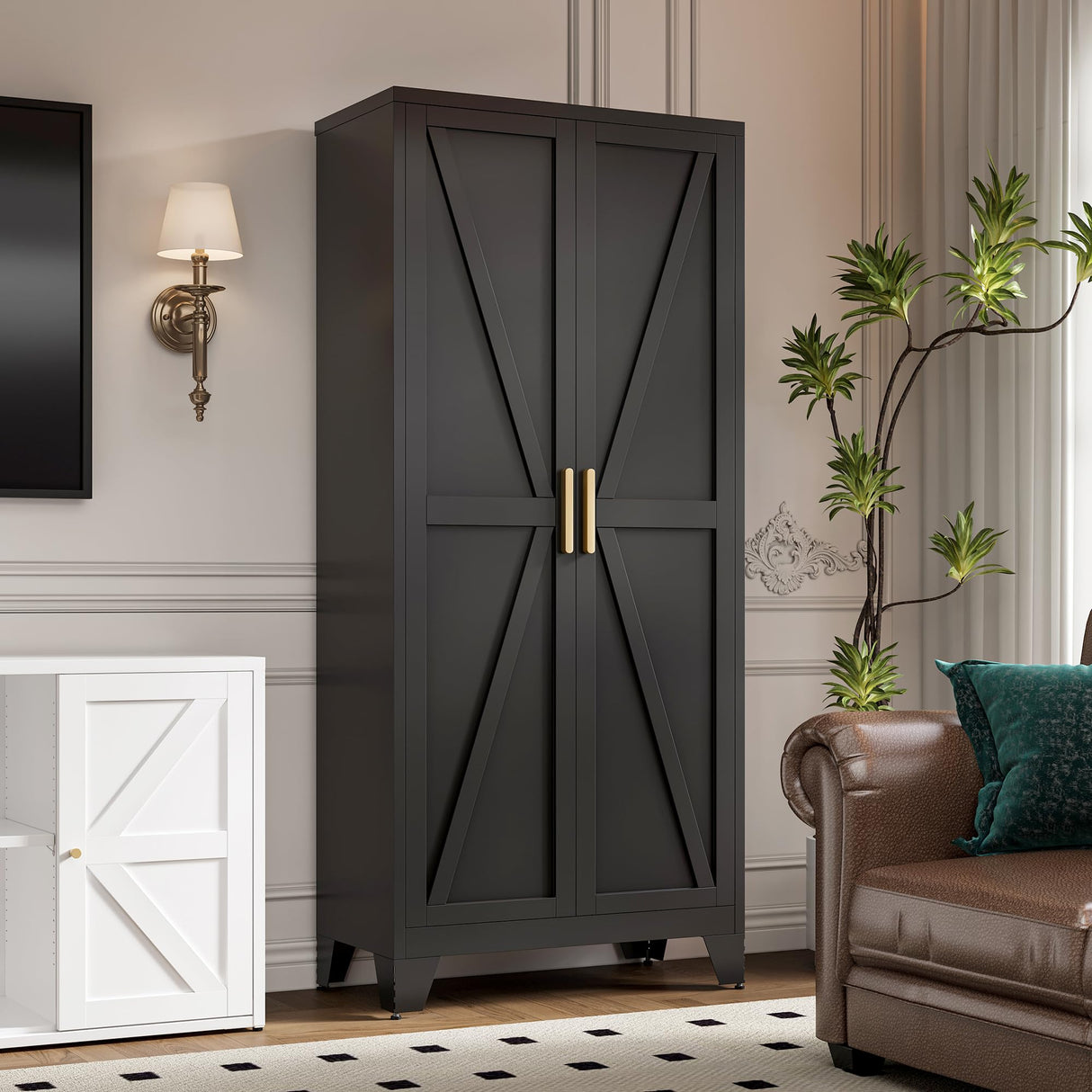 71" Tall Metal Storage Cabinet with 2 Doors and 4 Adjustable Shelves
