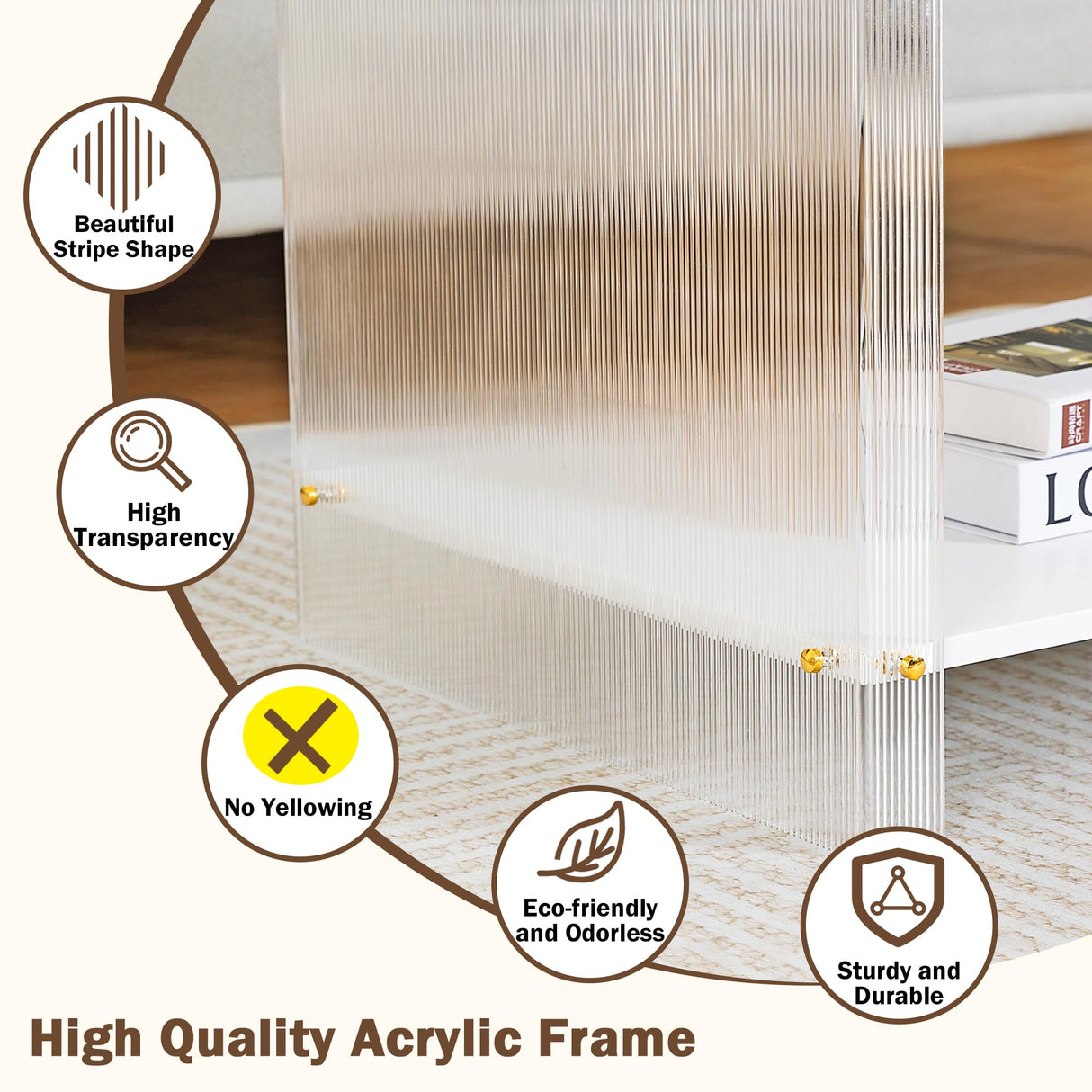 2-Tier White Coffee Table Modern, Small Wooden Coffee Table with Storage Shelf