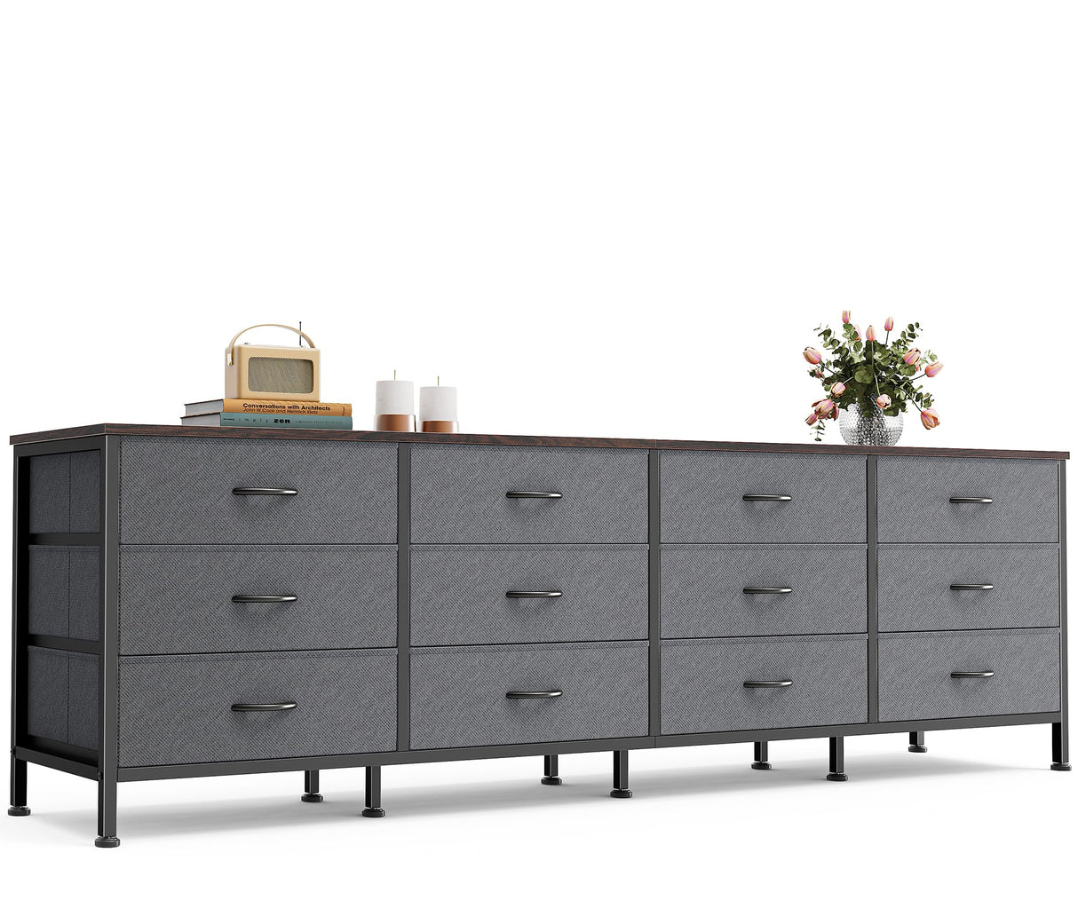 70 Inch Dresser for Bedroom, TV Stand for 65, 75, 80 Inch TV, 12 Drawer Long Dresser