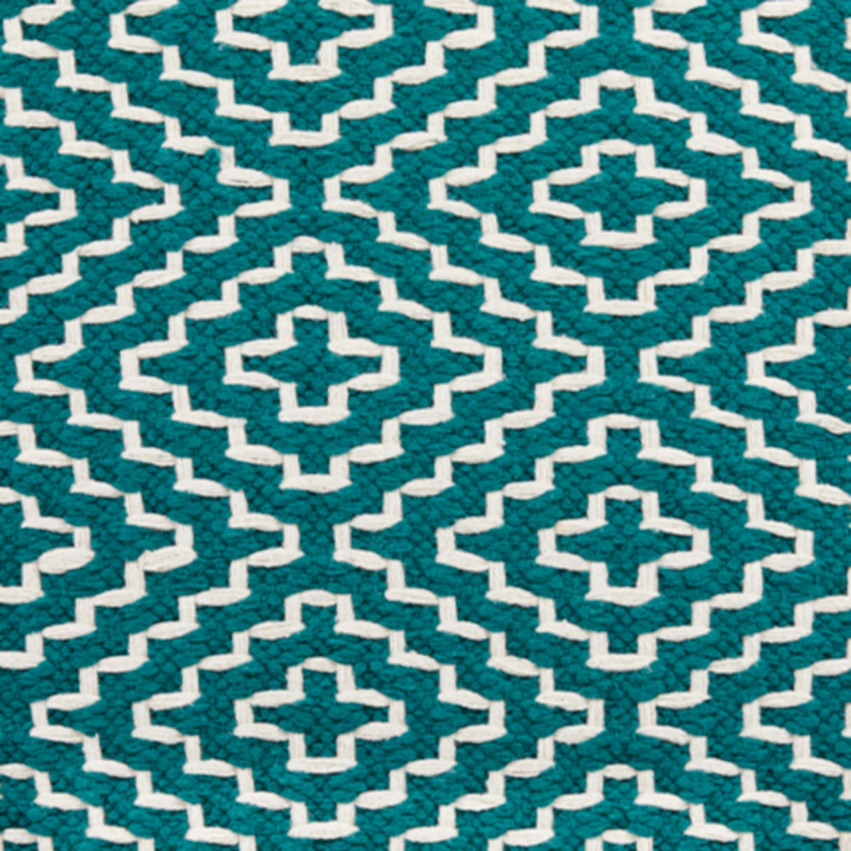 Brynnsen Casual Handwoven Geometric Pouf, Green & White