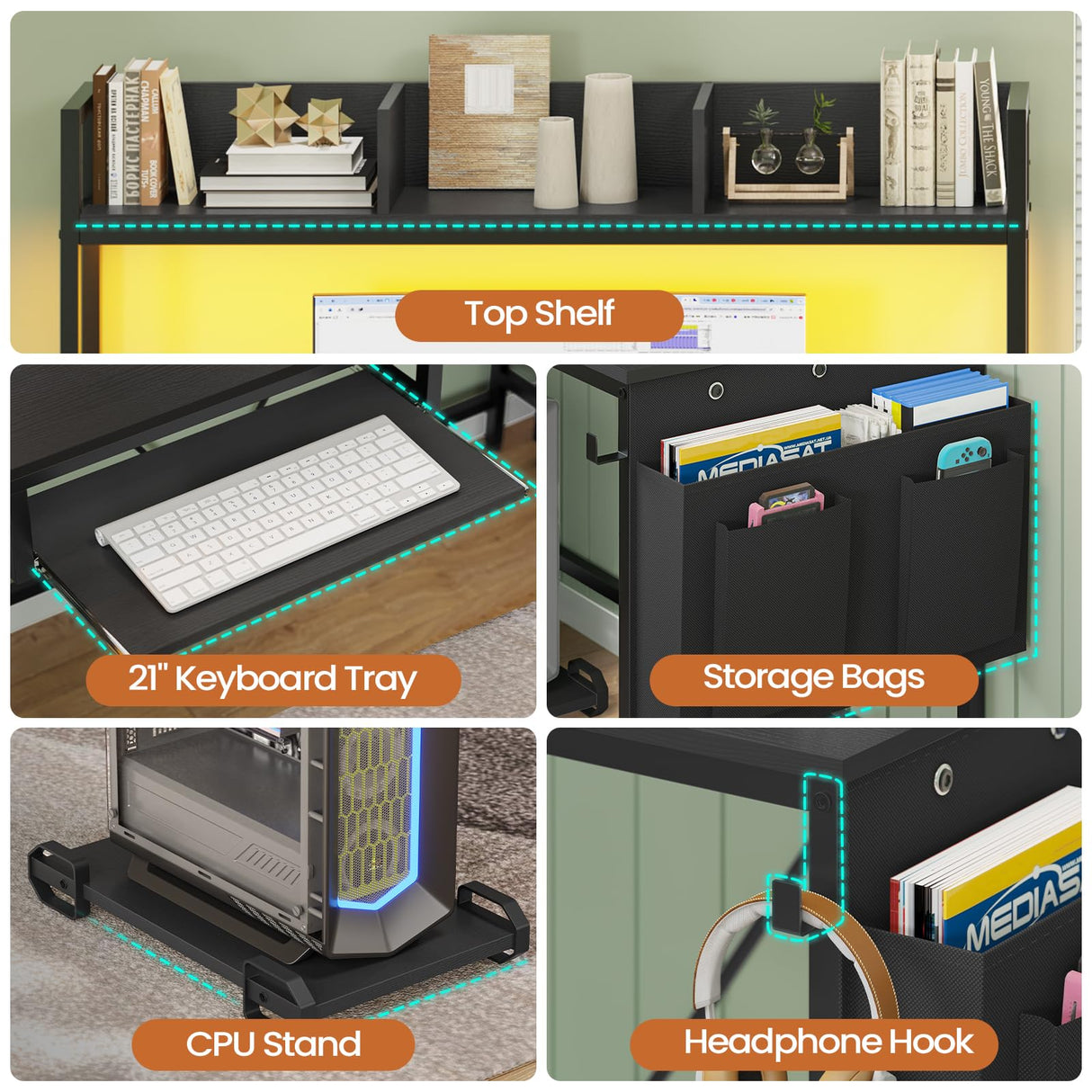 L Shaped Gaming Desk with Keyboard Tray, Reversible Computer Desk