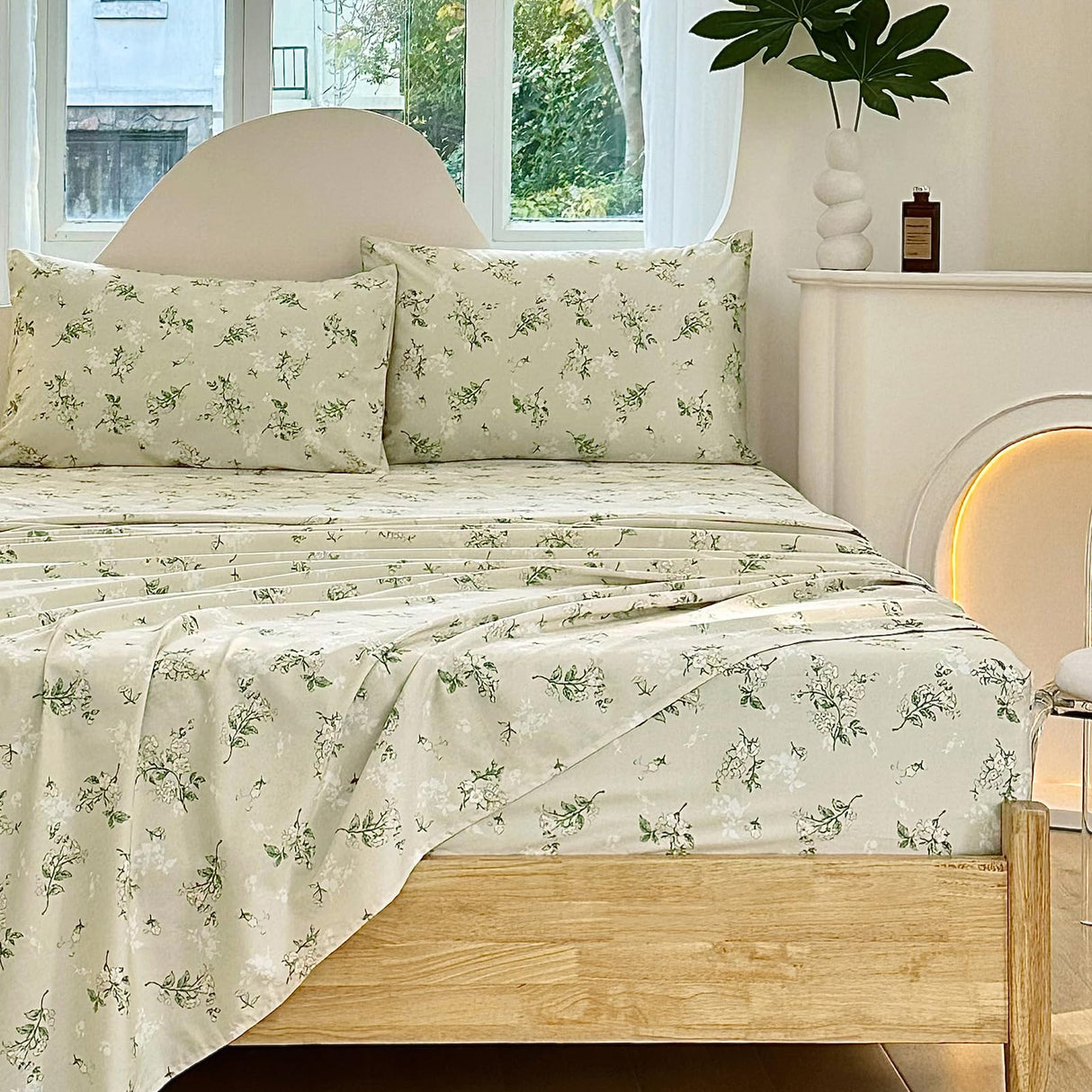 Floral Bed Sheets Queen - Cotton Sheet Deep Pocket up to 18 inch