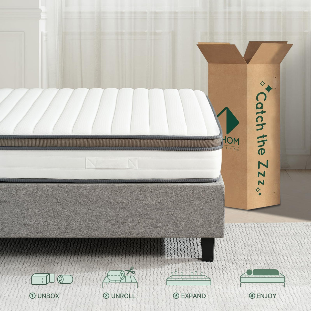 Twin Mattress, 10 Inch Twin Memory Foam and Spring Hybrid Mattress, Mattress in a Box