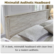 T4TREAM Farmhouse Queen Bed with Headboard & Storage Bench, Rustic Wood Platform Bed w/ 64" Storage Chest & 4 Large Drawer, Distressed White