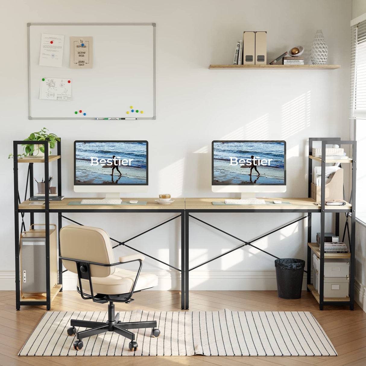 47 Inch Computer Desk with Adjustable Shelves, Simple Writing Desk