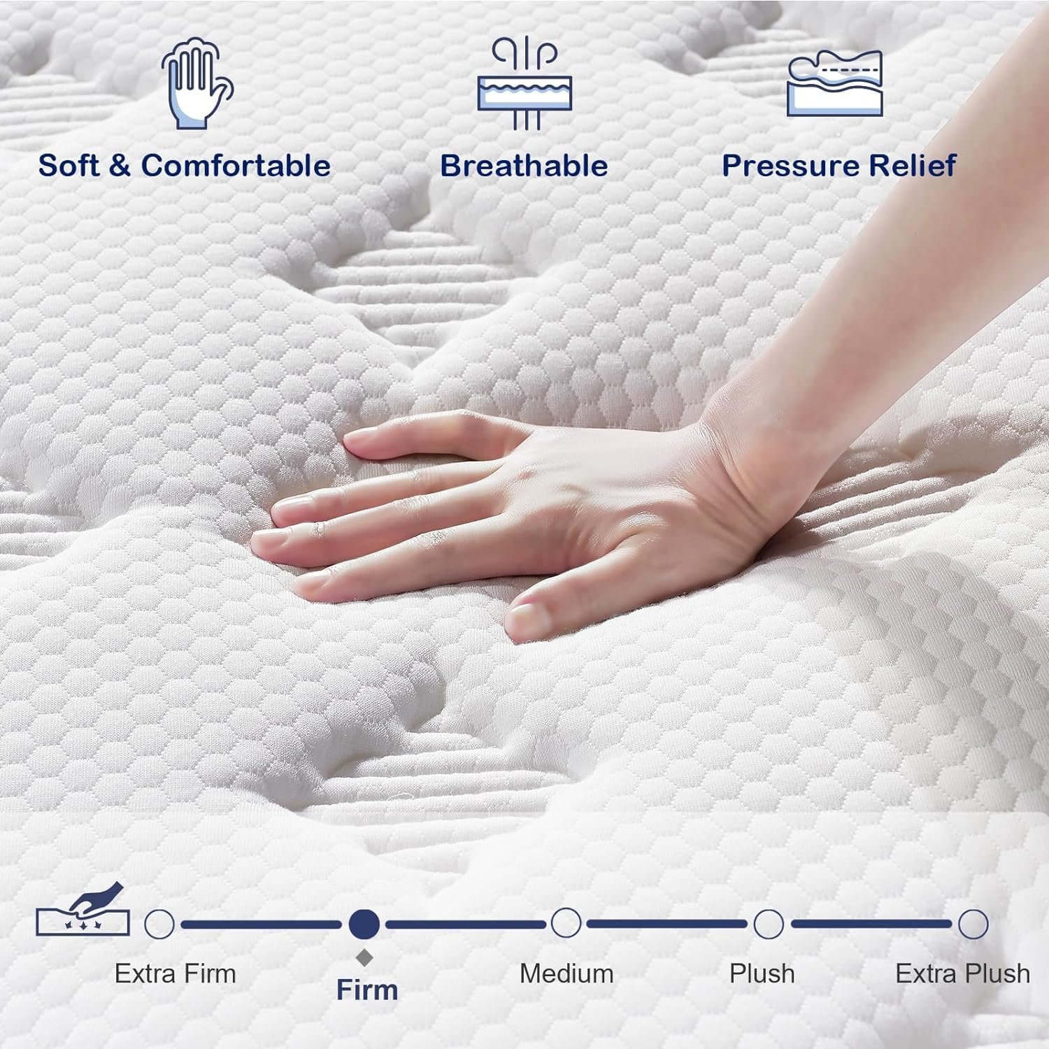 King Size Mattress - Upgrade Strengthen - 14 Inch Firm Hybrid King Mattress in a Box,
