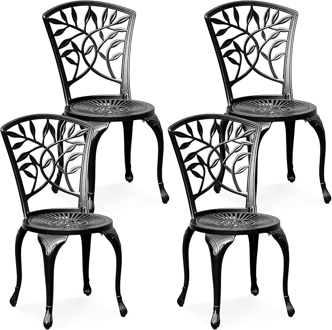 Outdoor Cast Aluminum Outdoor Chairs Set of 2, All-Weather Patio Dining Chair