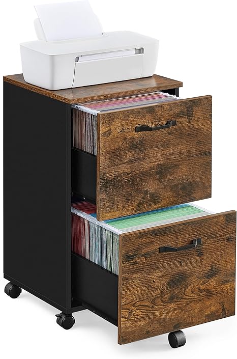 2-Drawer File Cabinet, Filing Cabinet for Home Office, Small Rolling File Cabinet