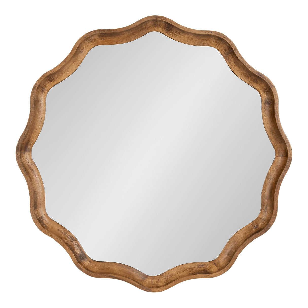 Hatherleigh Transitional Round Wooden Wall Mirror, 28 Inch Diameter