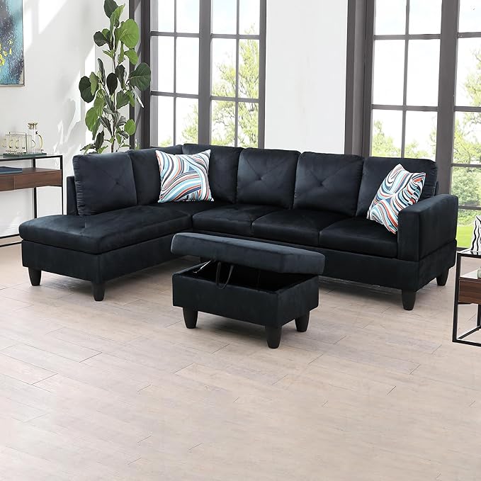 97" W Sectional Sofa with Chaise, Modular Sectional Sofa for Living Room