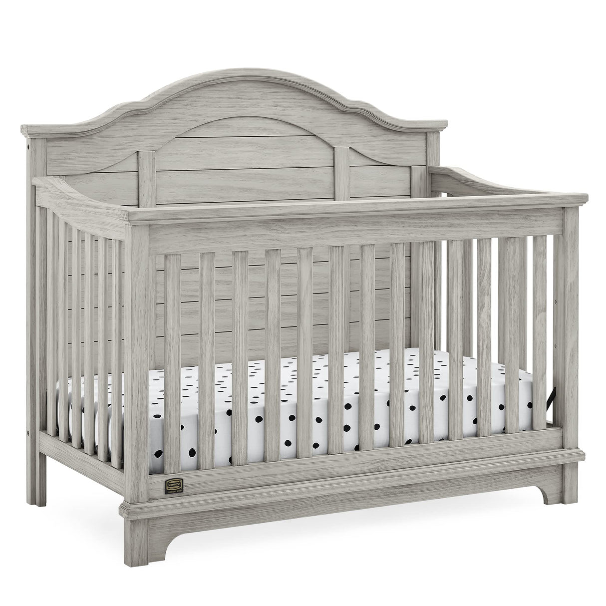 Simmons Kids Asher 6-in-1 Convertible Crib with Toddler Rail, Rustic Mist