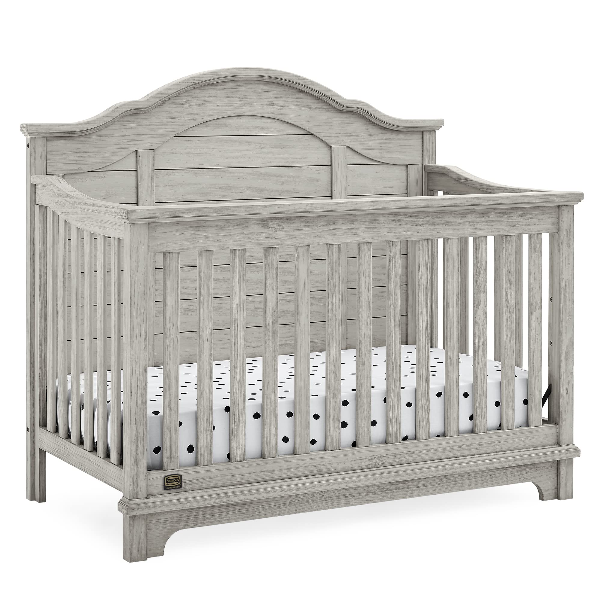 Simmons Kids Asher 6-in-1 Convertible Crib with Toddler Rail, Rustic Mist
