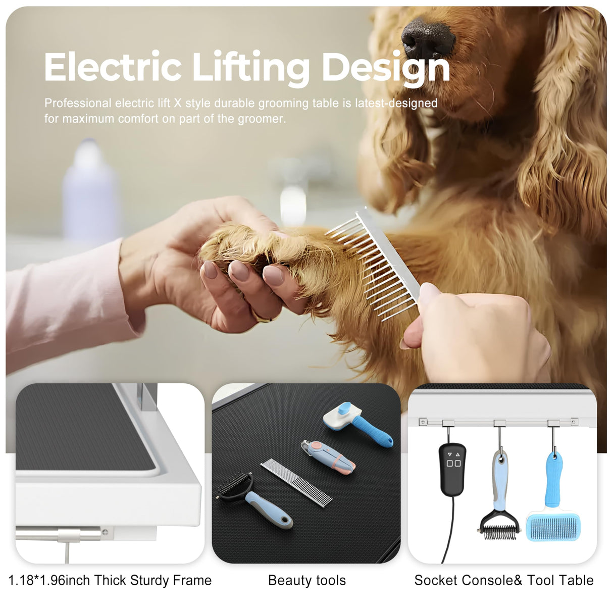 50" Electric Lifting Dog Grooming Table with Overhead Arm
