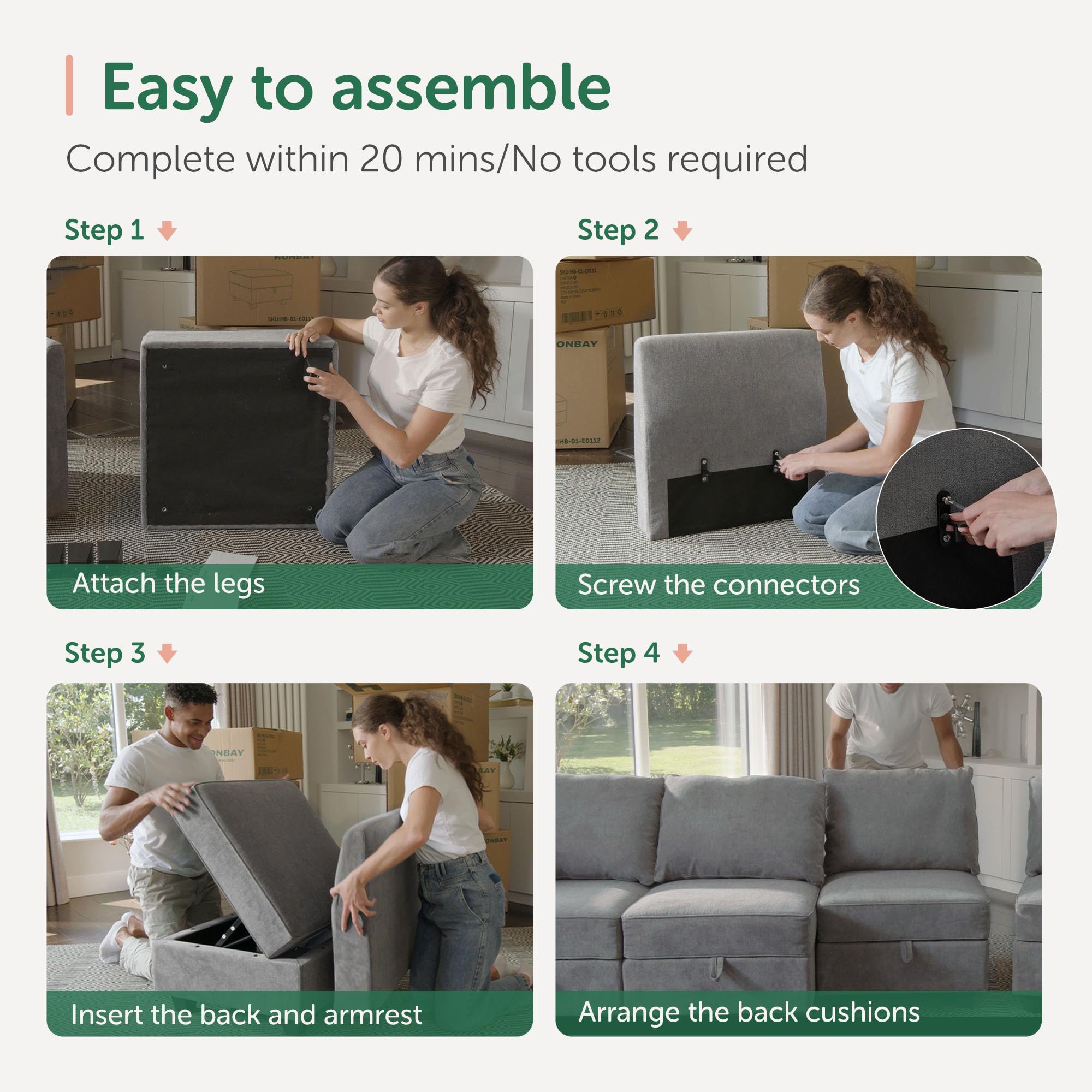 Modular Sectional Sofa with Storage, Sleeper Sectional Sofa Modular