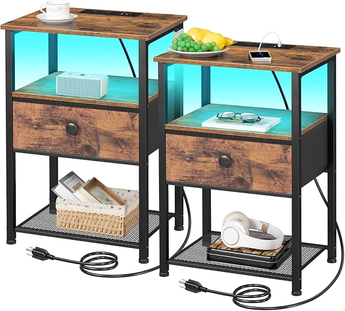 Night Stand Set 2, LED Nightstand